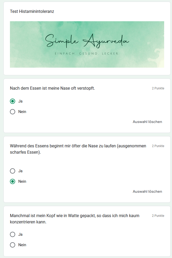 Selbsttest für Histaminintoleranz